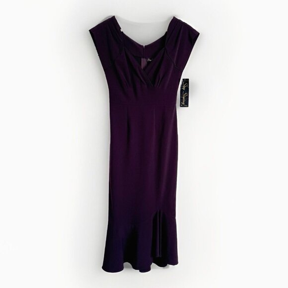 Stop Staring Sheath Dress Sz Small Deep Purple Whimsigoth Empire Waist Coquette - Picture 1 of 10